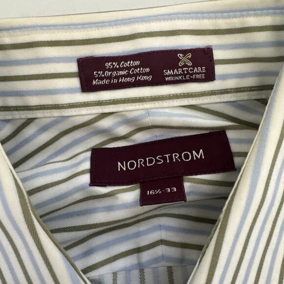 Nordstrom Smartcare Striped Button Down Long Sleeve Shirt 16 1/2-33 Wrinkle Free - Picture 3 of 11